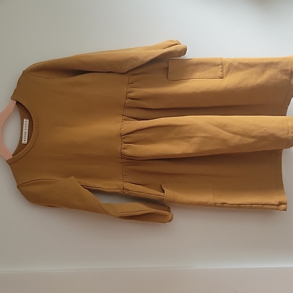 Haven Kids Terry Pocket Savannah Dress 4/5t Ochre Color